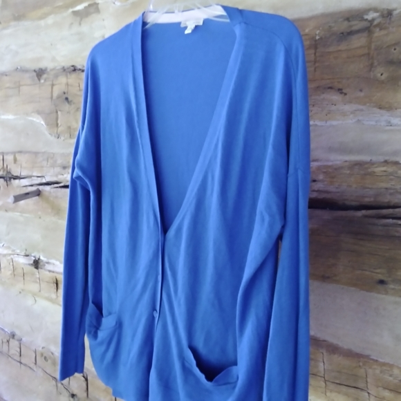Gap Royal Blue Cotton/Nylon/Silk V Neck Cardigan Size Medium - Picture 2 of 4